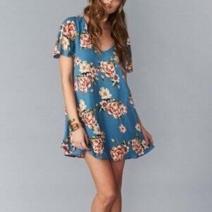 Show Me Your Mumu Kylie Mini Dress  Size Medium Prairie Petal Blue Floral